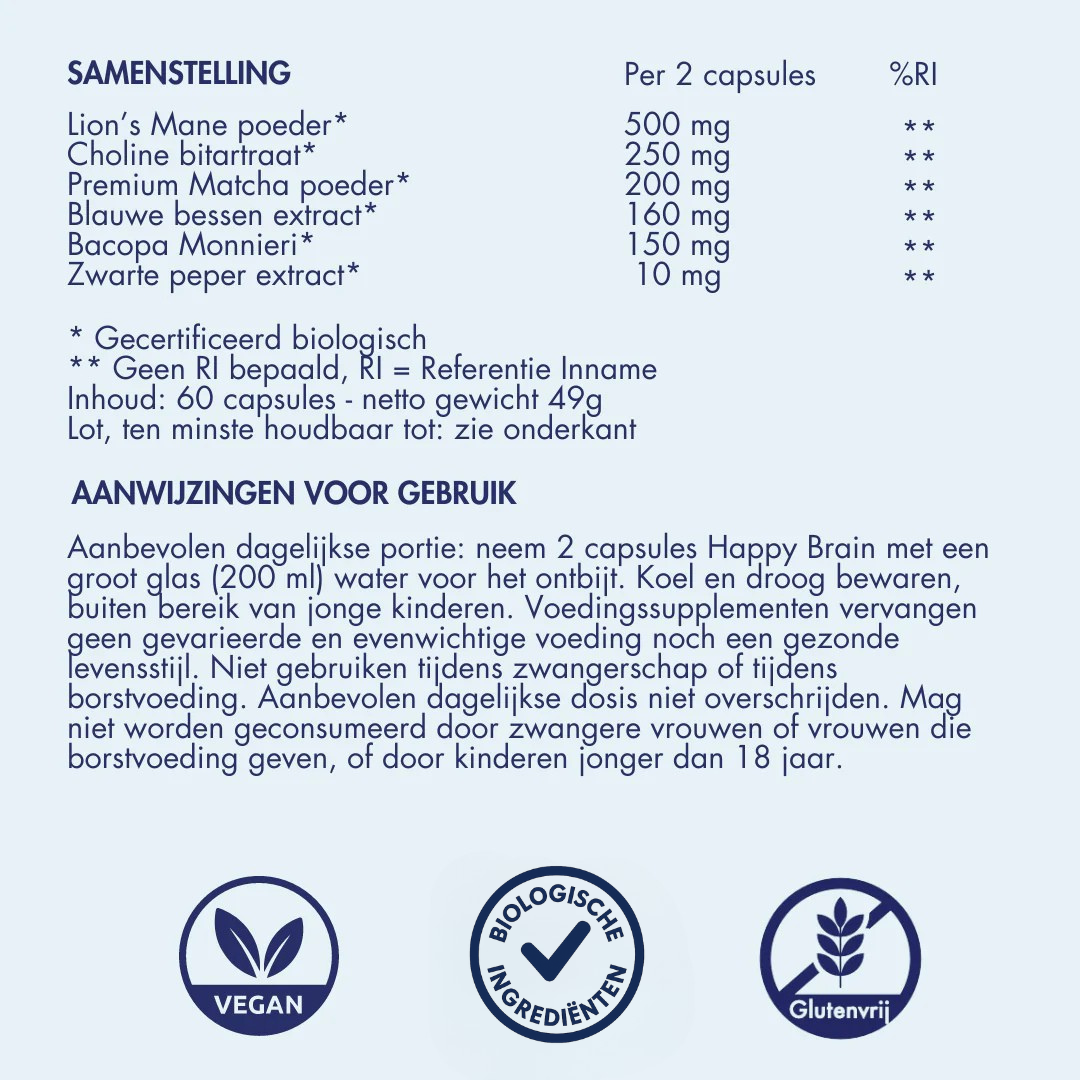 Happy Brain - Premium Nootropic Formule